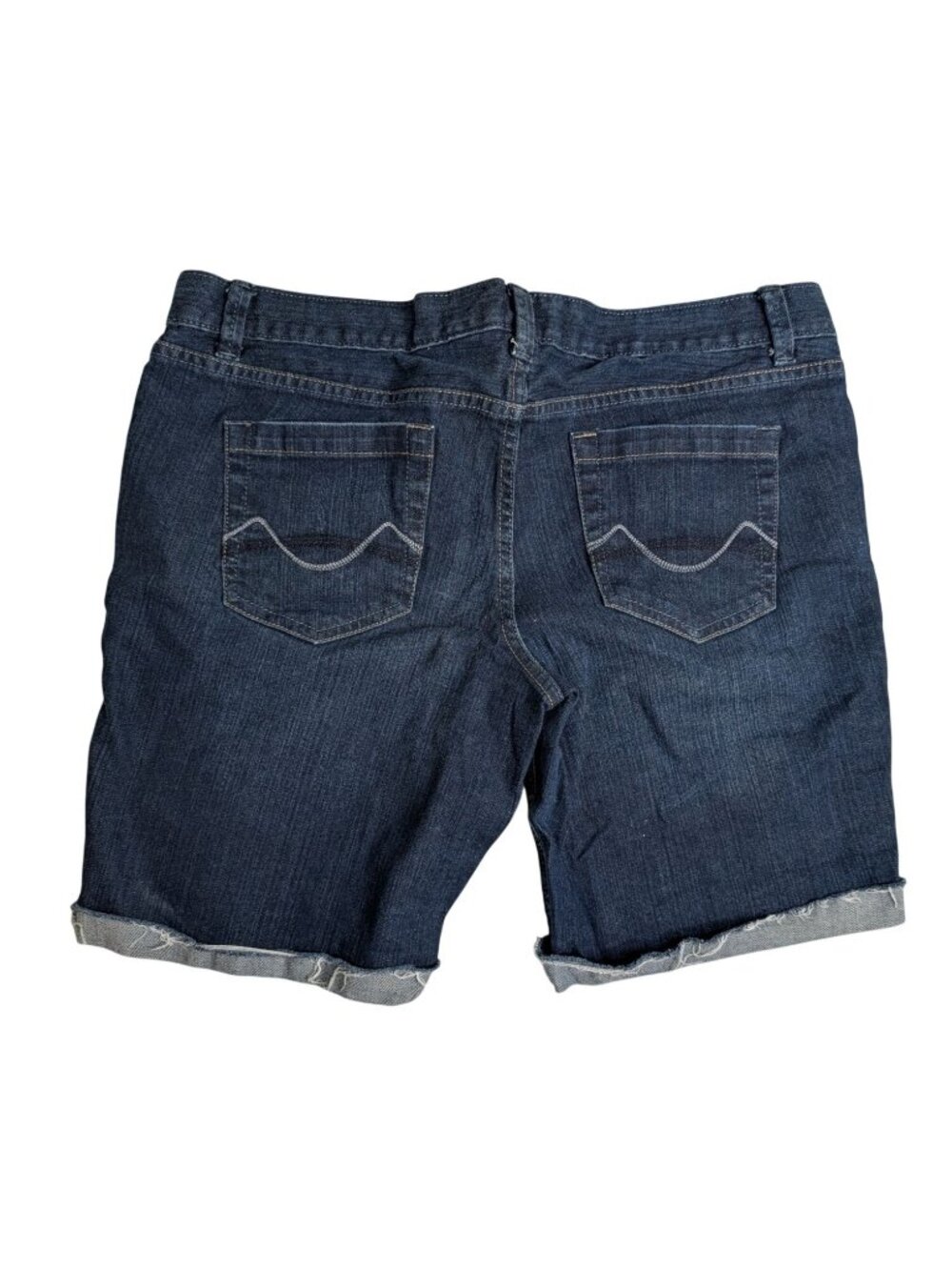 Mossimo Supply Co Womens Size 11 Dark Wash Denim Shorts With Cuffed Hem - Picture 4 of 8